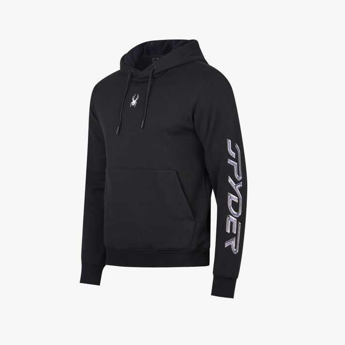 스파이더 본사 슬리브 로고 기모 후드 티셔츠 SPIWCNHD302UBLK