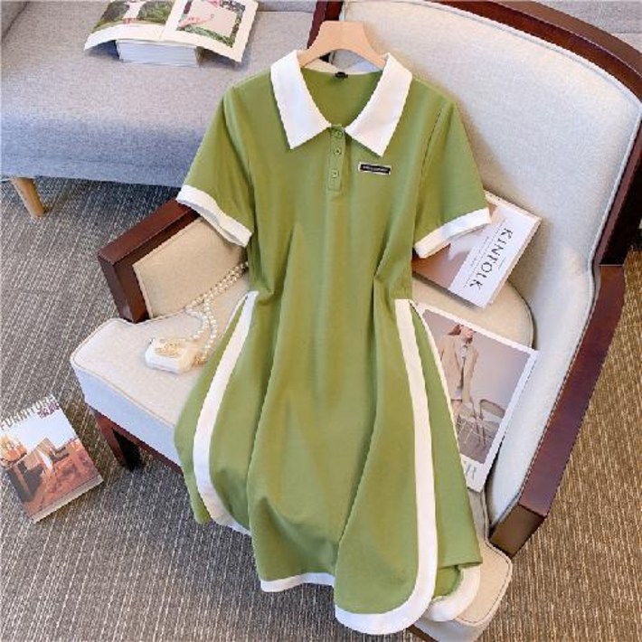 NEW 여름 원피스 여성원피스 카라원피스 실내 실내 골프치마 슬림원피스 반팔원피스 미니원피스 슬림핏 빅사이즈 원피스 5XL 소프트 원단