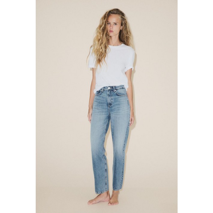 ZARA 자라 청바지 TRF MOM FIT 하이웨이스트  라이트 블루 82585