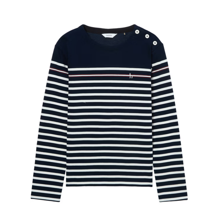 헤지스 여성용 버튼장식 스트라이프 긴팔 티셔츠