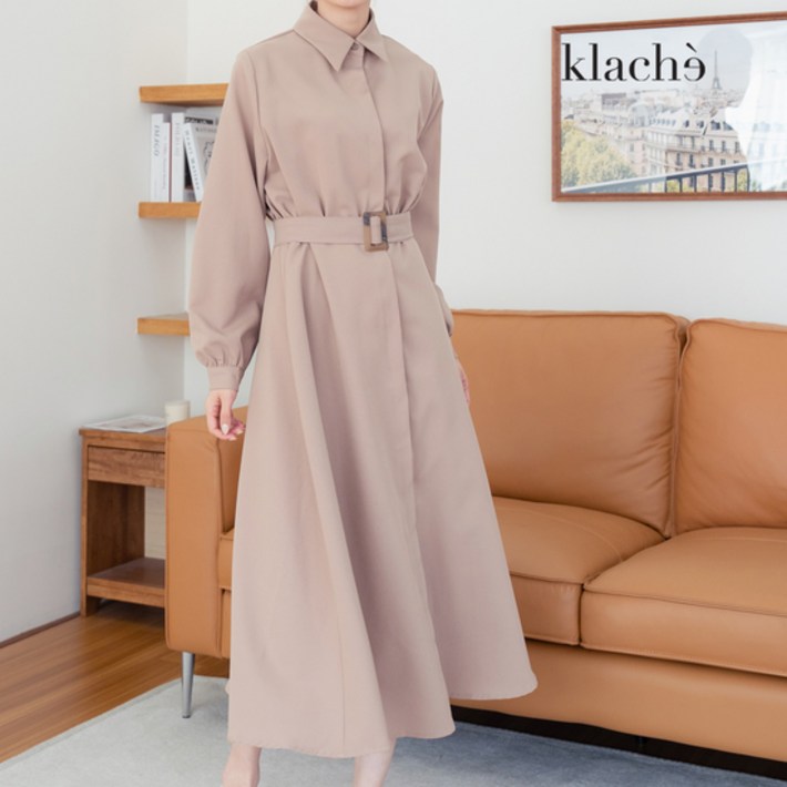 [KT알파쇼핑]KLACHE (77까지)클래식맥시원피스+벨트SET_CK2FOP030A