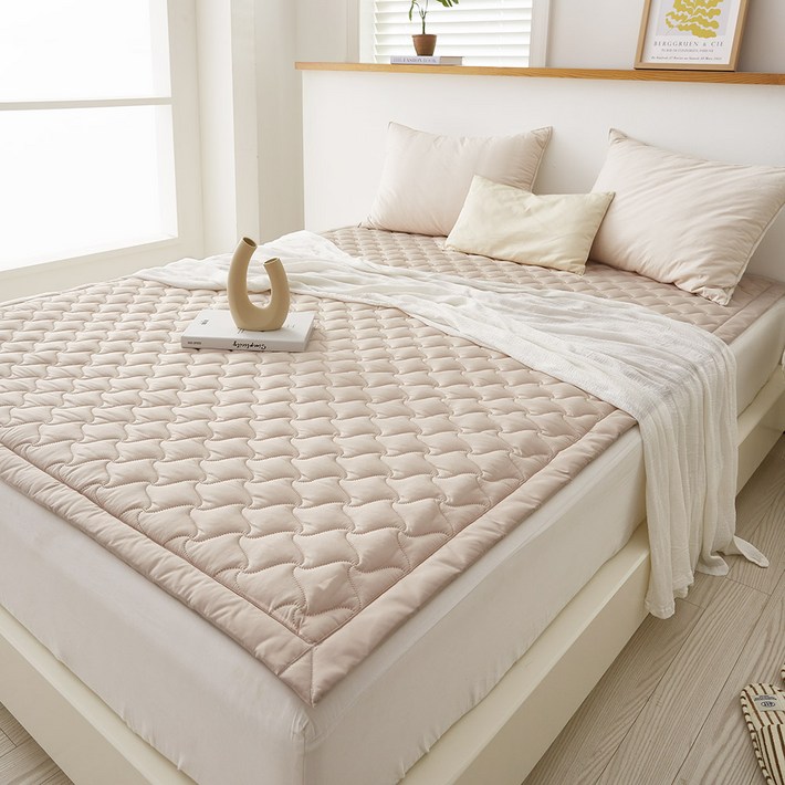 고급원단 한일의료기 전자파없는 탄소매트 전기매트 전기요, 허니베이지