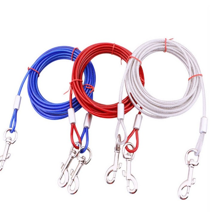 튼튼한 와이어 목줄 대형견 리드줄 6mm 10m, 블루, 1개