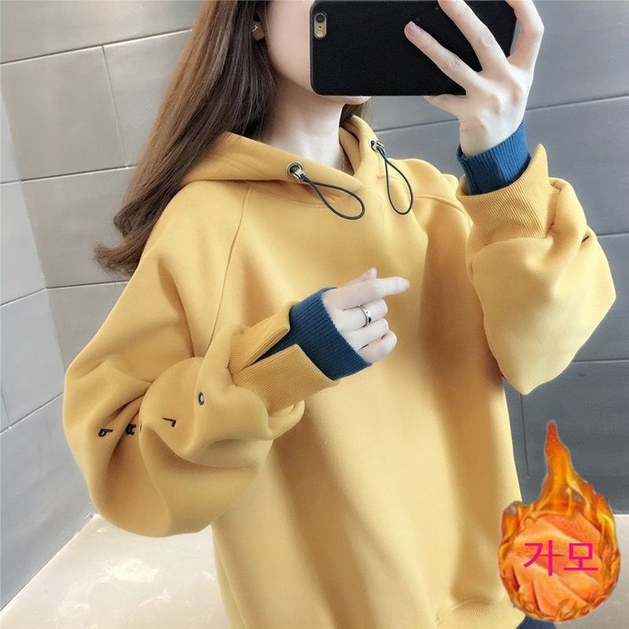 페이크 투피스 여성 추기모 도톰한 패션 후드 맨투맨