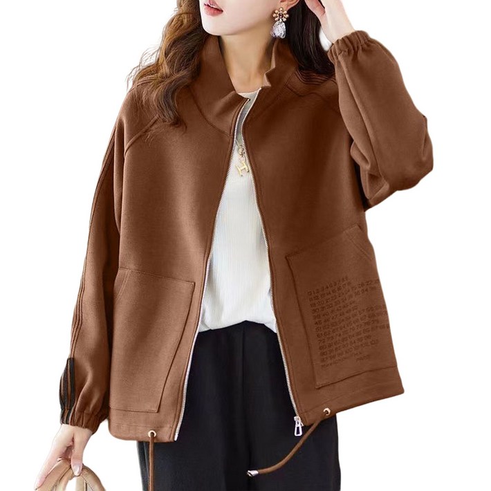 ROYALBELLE 여성 스탠드넥 집업 트레이닝 복 빅사이즈 루즈핏 운동 자켓 캐주얼룩 V40720 ROYALBELLE 여성 스탠드넥 집업 트레이닝 복 빅사이즈 루즈핏 운동 자켓 캐주얼룩 V40720