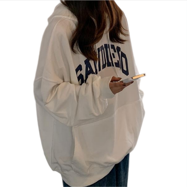 DM 여성용 샌디에고 오버핏 후드 티셔츠