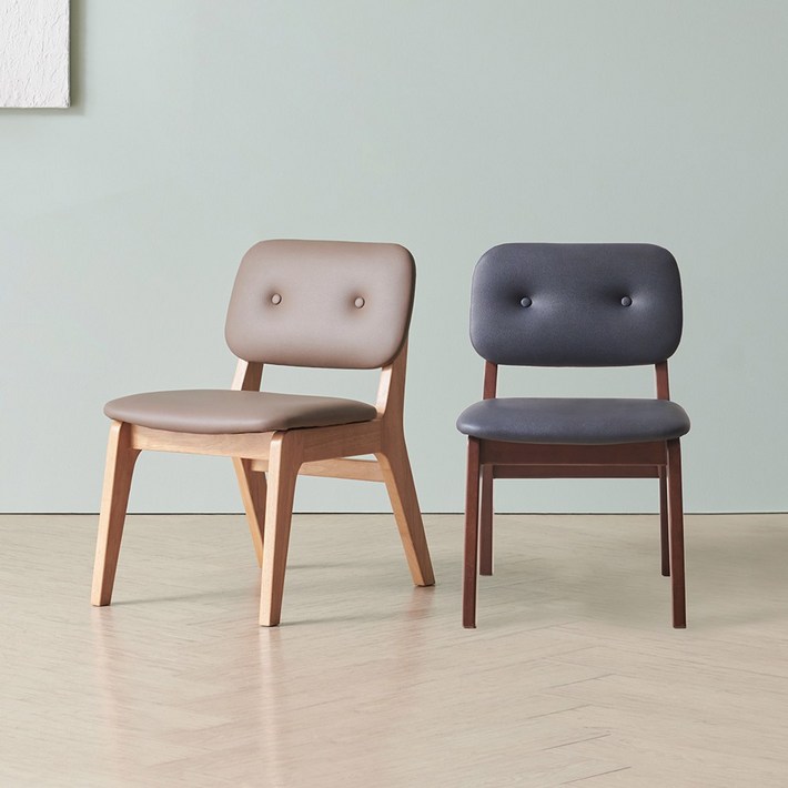 라로퍼니처 밀러 고무나무 원목 낮은 식탁 의자 카페 인테리어 체어, 내추럴, 2개