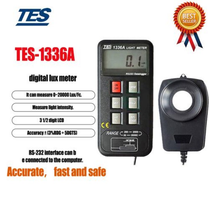 TES1336A 라이트 미터 LUX 미터 USB 인터페이스 디지털 조도 미터 측정 범위 20 200 200020000 럭스