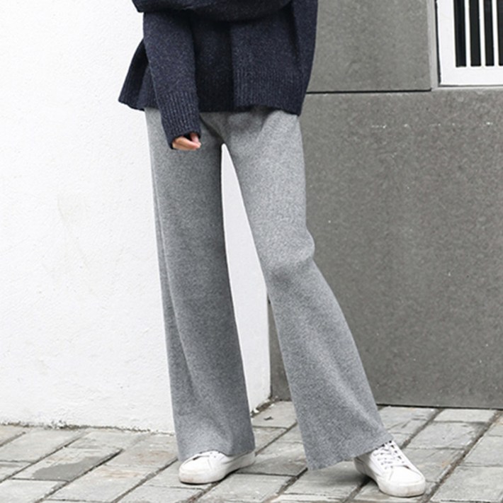 로렌미 올밴딩 와이드 니트 팬츠