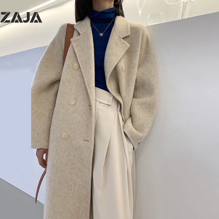 ZAJA 여성 가을 겨울 빅사이즈  모직롱코트