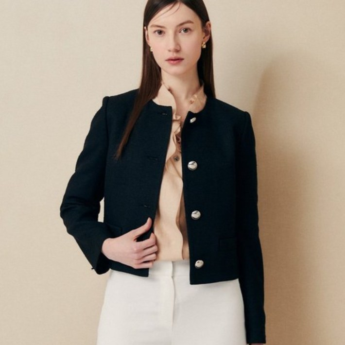 지고트 JR4A0JK431심플 엣지 크롭 트위드 자켓