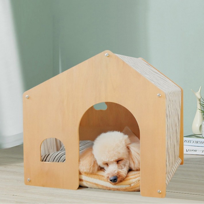 아그다 원목 강아지 하우스, 1개, 화이트