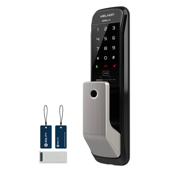 솔리티 웰콤 와이파이팩 무타공 푸시풀 지문인식 디지털손잡이 있음 도어락 WP530B, WP530B, 고객직접설치