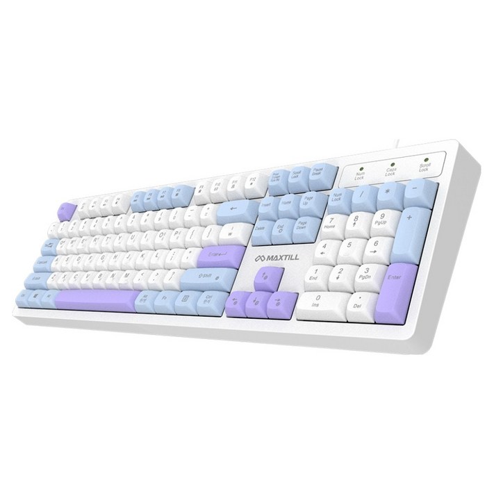 맥스틸 멤브레인 3컬러 키캡 RGB USB 유선 일반형 키보드, BLUE White, GMKM1U, 제조사축
