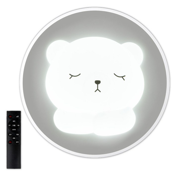 원하 베어원링 캐릭터 원형 LED 방 천장등 75W  리모컨 세트, 플리커프리 화이트  주광색  전구색  주백색