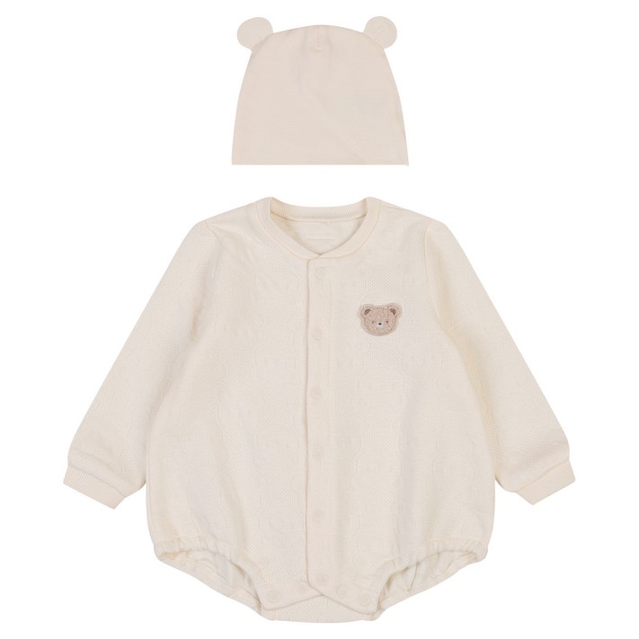 압소바 신생아용 튜핑 코튼 모달 바디슈트  모자 세트