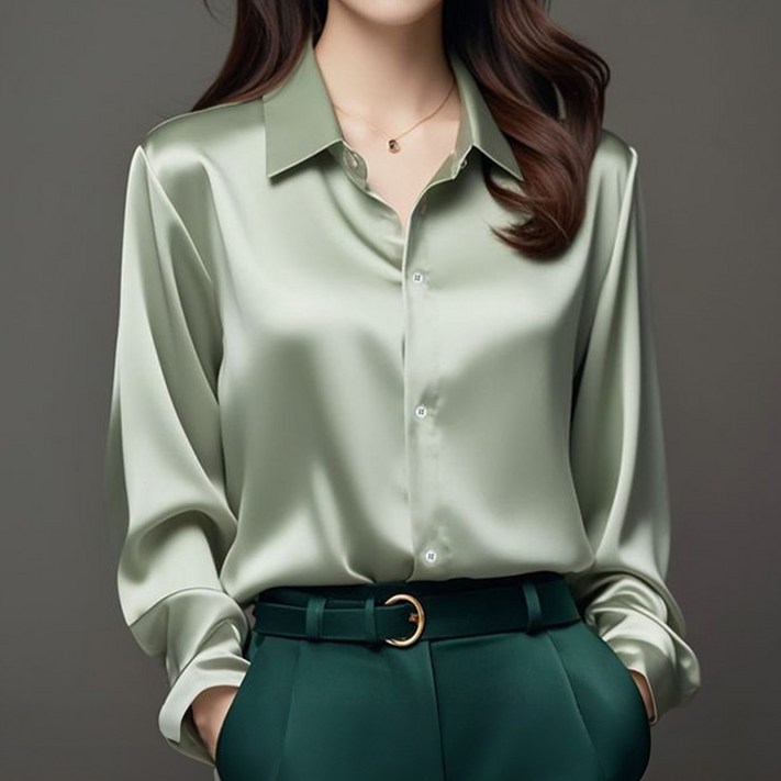 비비에모 여성용 리에른 새틴 오피스 블라우스 11099