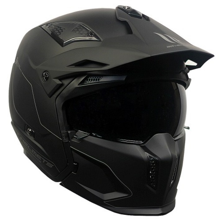 MT STREETFIGHTER SV 오토바이 하프페이스 헬멧, 무광 블랙