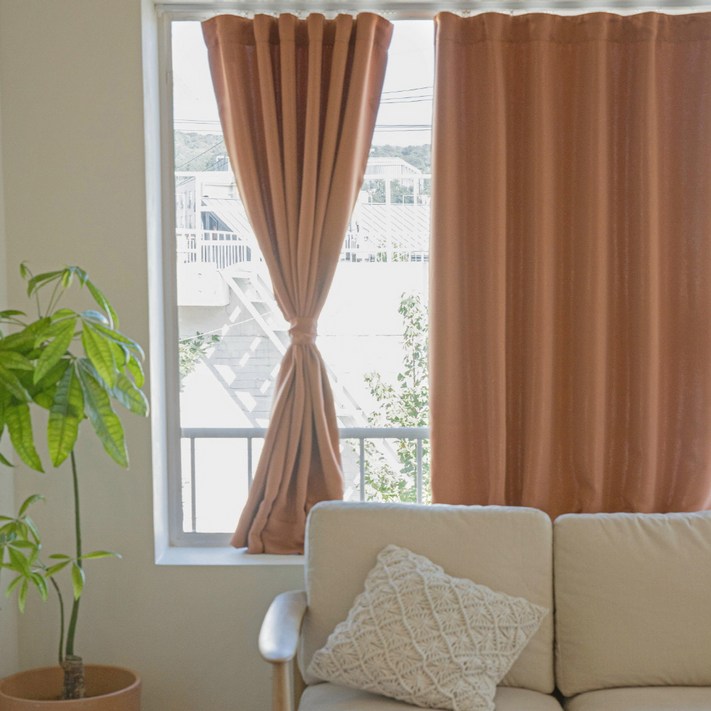 바자르  풀달 솔리드 암막커튼  커튼끈 2세트