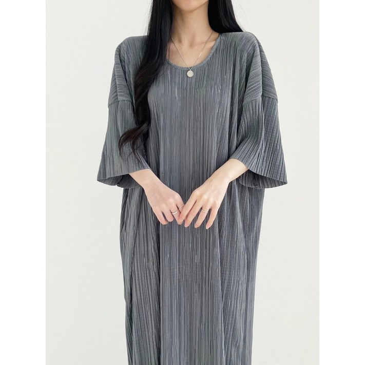 주름 플리츠 롱원피스 빅사이즈 가능 반팔 데일리 홈웨어 등원룩