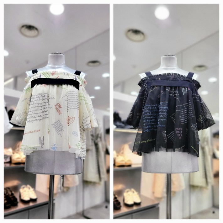 에고이스트 레터링 패턴 볼륨 오프숄더 블라우스 EQ2WB460N 2073052