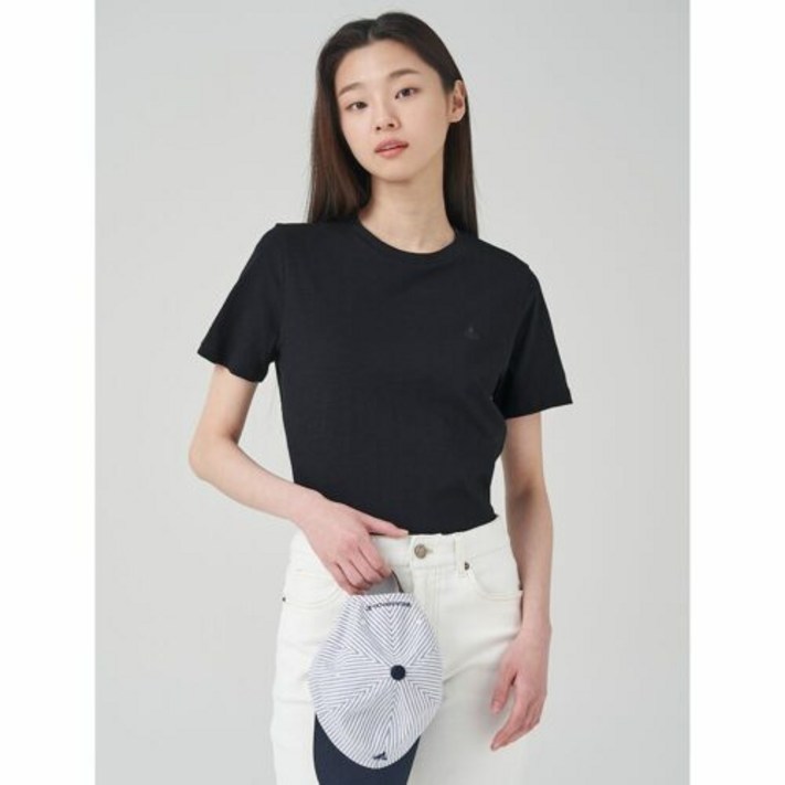 [빈폴레이디스] [빈폴레이디스]슬럽 라운드넥 반소매 티셔츠 블랙 BF3342CE15