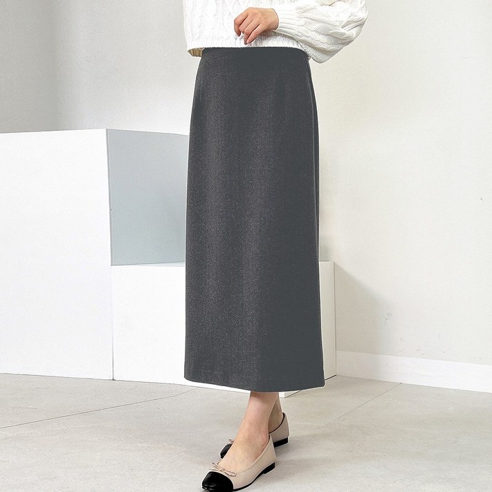 에이스하트 기모 빅사이즈 H라인 헤링본 메이트 롱스커트