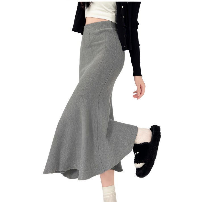 루나모드 인어 롱 프릴 머메이드 니트 스커트  K0133