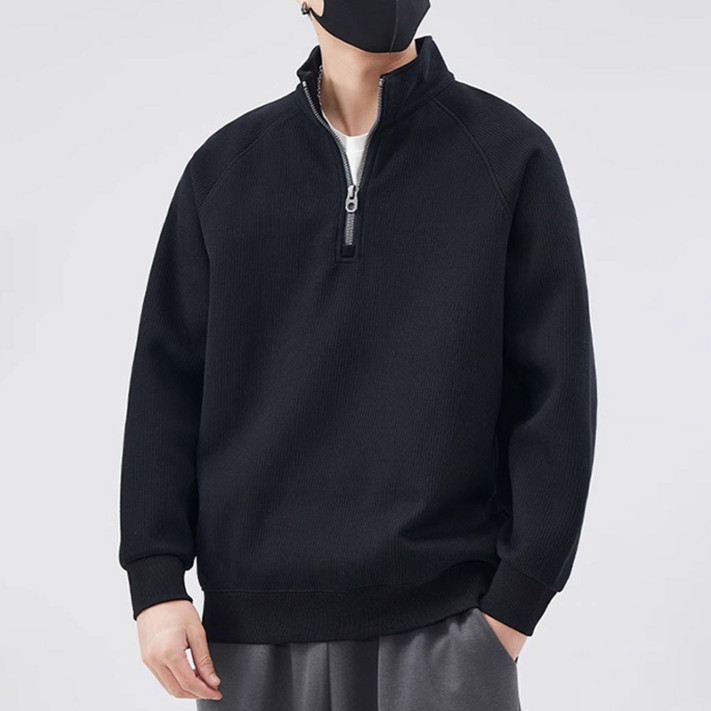 Amlition 남자 빅사이즈 무지 반집업 맨투맨