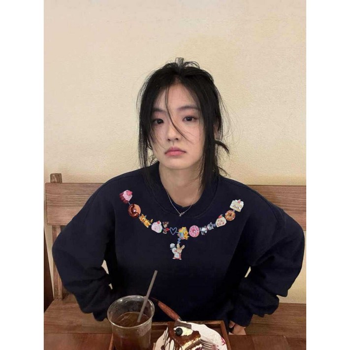 권앤샵 빅사이즈 오버핏 포인트 긴팔 맨투맨