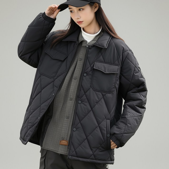 스토리원 JGFWJK036 남녀공용 누빔 패딩 셔츠 자켓