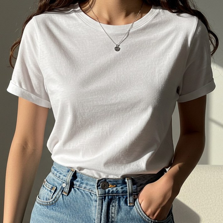 11 레이블링 여성용 기본 반팔티 티셔츠 반소매