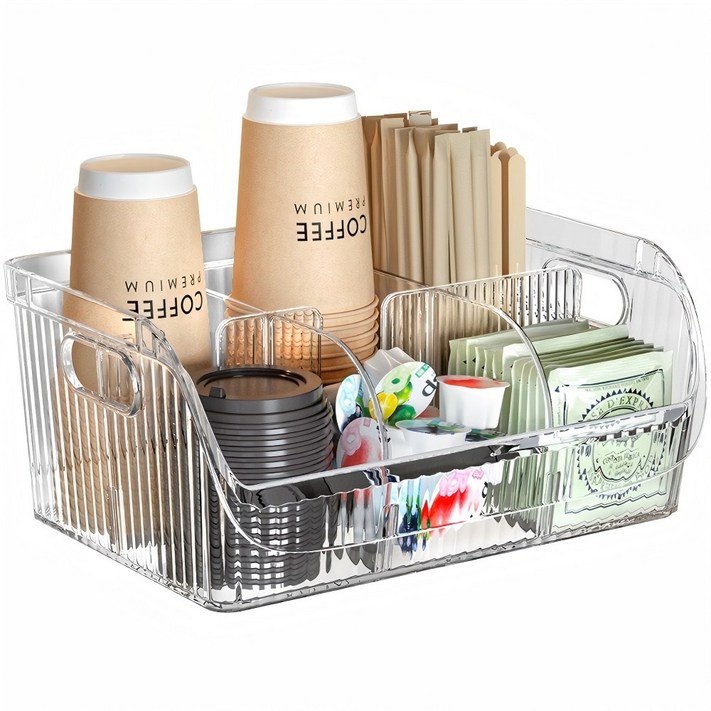 ZOZOFO 다용도 탕비실 일회용종이컵디스펜서 카페컵거치대 티백 커피 보관함 정리함