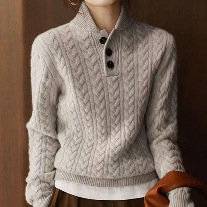 핑크엘리제 여성 3컬러 하이넥 반집업니트 코엘린니트