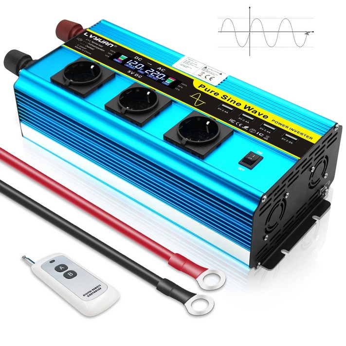 녹원LVYUAN 순수정현파 12V 220V 인버터 3000W6000W 24V 차박 캠핑용 자동차 인버터, 1개