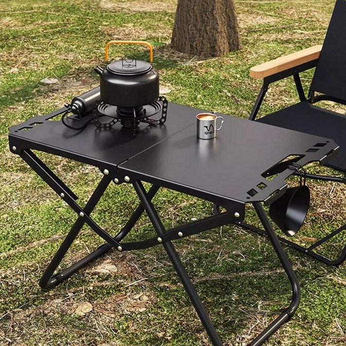 아웃도어 접이식 캠핑 테이블 차박 야외 휴대용 폴딩 경량 야구장 미니테이블, 블랙