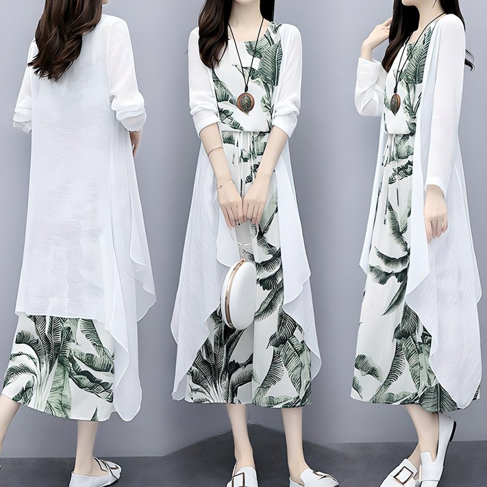 쉬블림로브 가디건원피스트로피컬 원피스 세트 에디드 GW2004