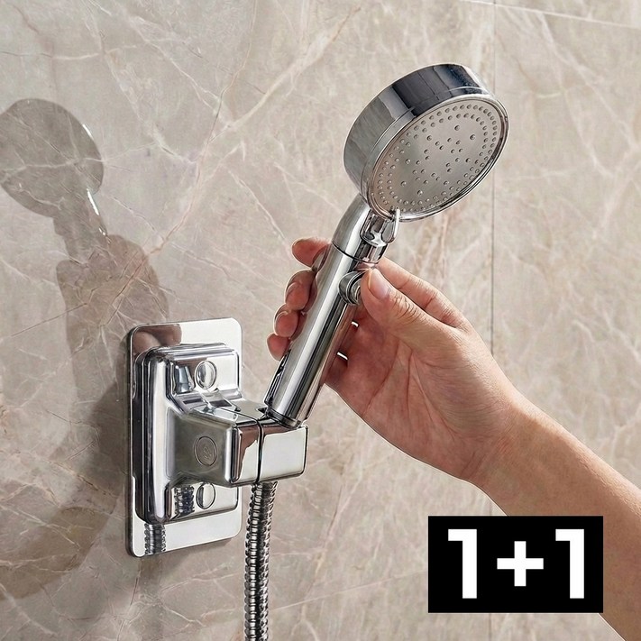 모에파 무타공 강력접착식 고급  360도 각도조절 완전딱붙 샤워기 거치대