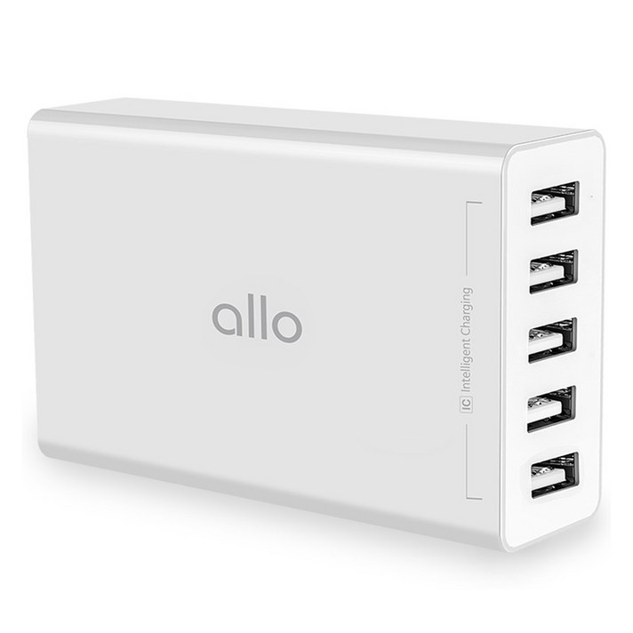 알로코리아 USB 5포트 2.4A 스마트 멀티 고속 충전기 UC401S, 화이트, 1개 알로코리아 USB 5포트 2.4A 스마트 멀티 고속 충전기 UC401S, 화이트, 1개