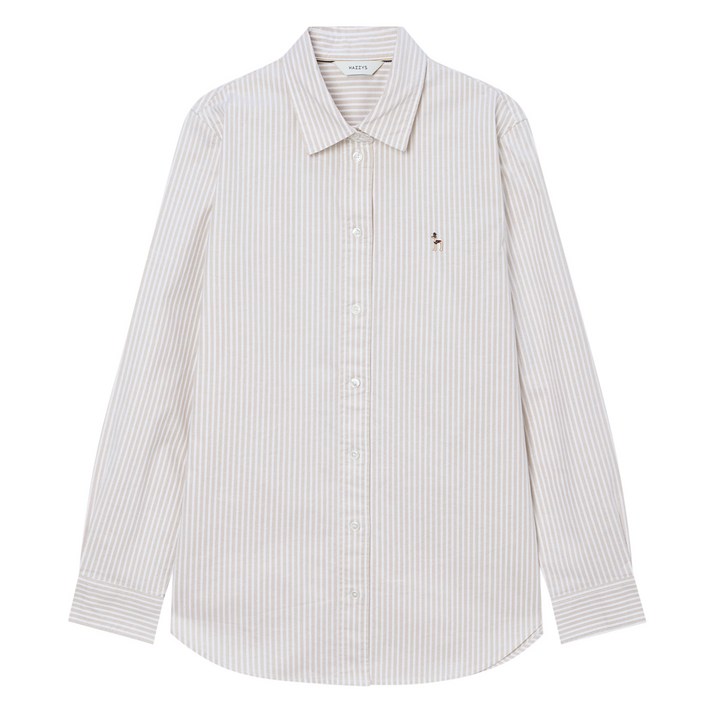 헤지스 여성용 스트라이프 면혼방 긴팔셔츠