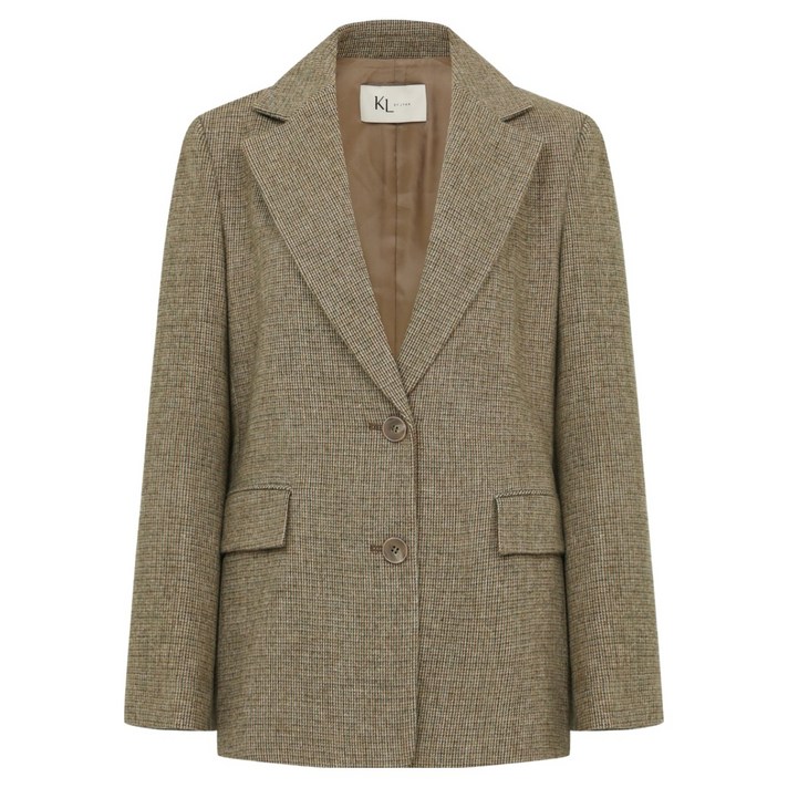 케이엘바이린 여성용 제이프 울 체크 자켓