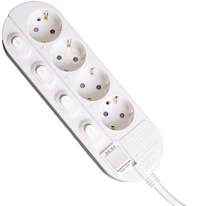 오성정밀 개별 스위치 멀티탭 4구, 3m, 단일색상, 1개