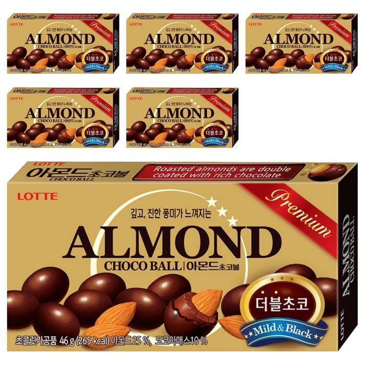 롯데웰푸드 아몬드 초코볼, 46g, 6개