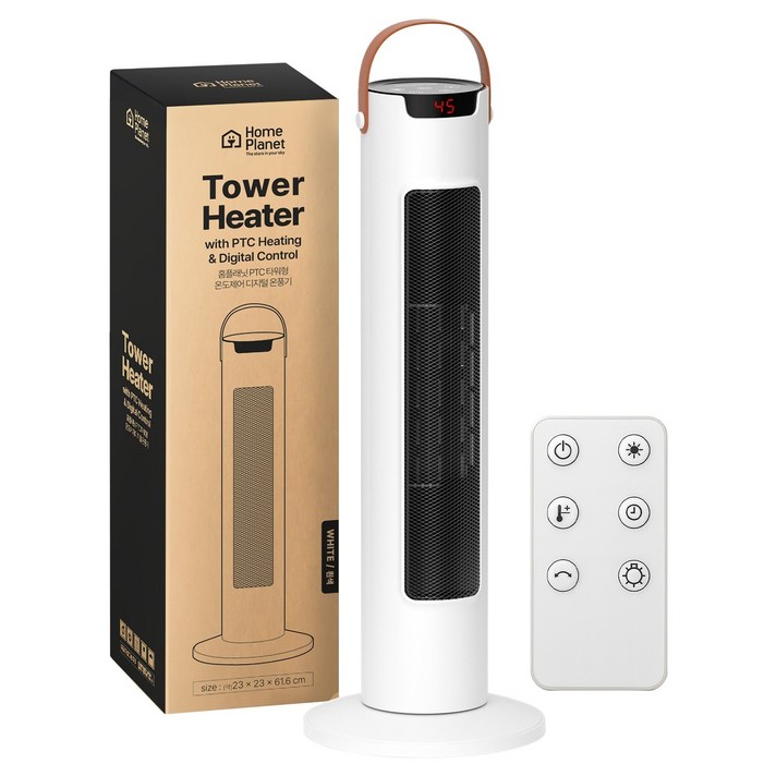 홈플래닛 PTC 타워형 온도제어 디지털 온풍기 리모컨 포함