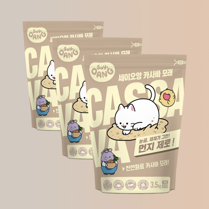 세이오앙 카사바 고양이 모래 3.5kg 3개입 10.5kg, 무향, 3개, 3.5kg