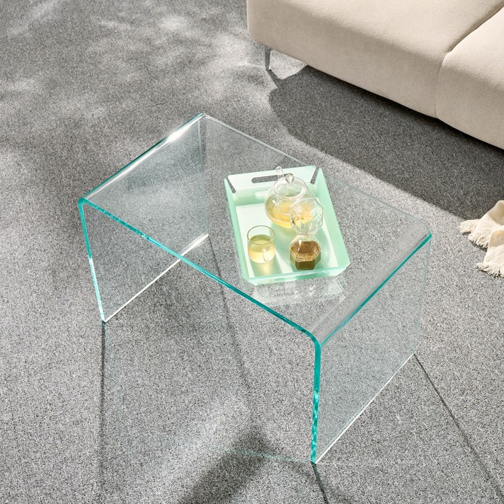 아크홀릭 감성 인테리어 투명 아크릴 사이드 테이블 마르코  소파 협탁 거실 테이블, 아쿠아블루