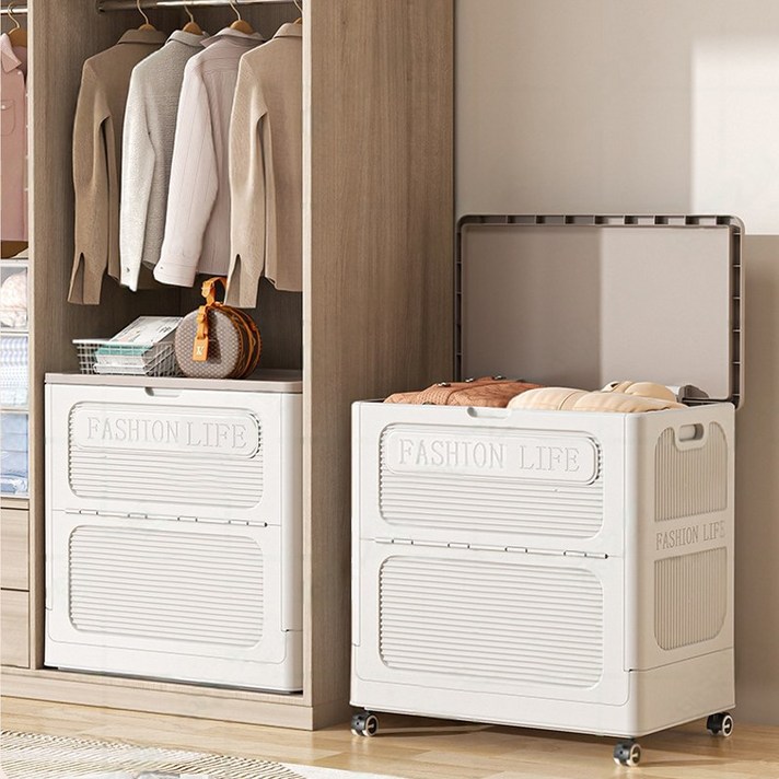 Kleeno 대형 정리함 150L 대용량 폴딩 수납함 이동 가능 리빙박스 옷 이불 보관함