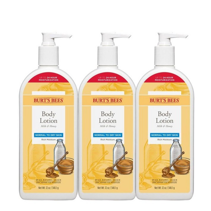 Burts Bees 밀크 허니 바디 로션 340g x3개 for Dry Skin