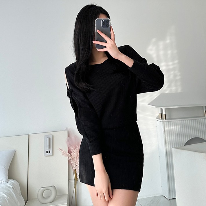 글램디브 두니븐AF0354 트임 셔링 가오리 미니원피스 여성원피스 데일리룩 여리여리