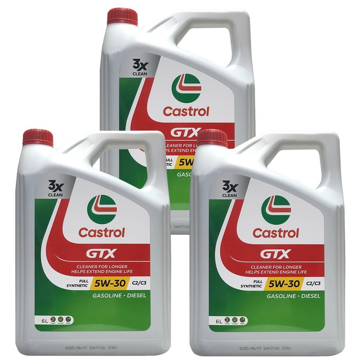 캐스트롤 GTX SQ C2C3 5W30 6L x 3개 1박스 18L 가솔린 디젤 겸용 100 합성 엔진오일 SQ 업그레이드 신제품